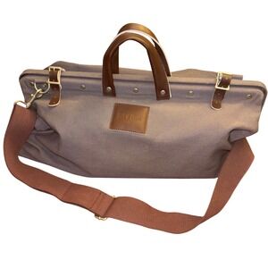 LINE OF TRADE‎ | Gray Canvas Brown Lthr Trimmed Doctor Bag | Satchel Crossbody